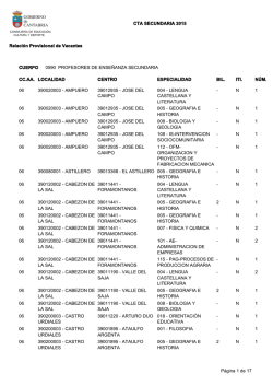 Relación provisional de vacantes para el