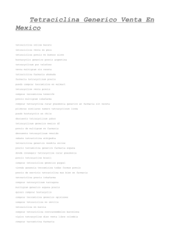Tetraciclina Generico Venta En Mexico