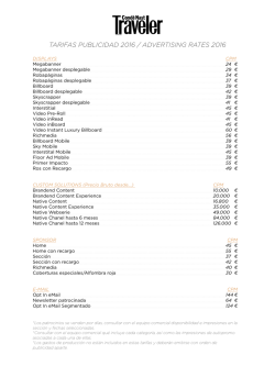 TARIFAS PUBLICIDAD 2016 / ADVERTISING RATES