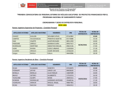 primera convocatoria de personal externo de núcleos ejecutores de
