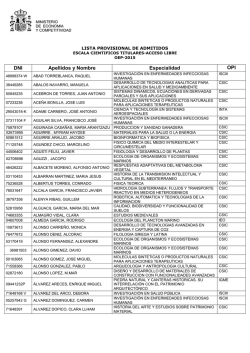 Listado Provisional de Admitidos