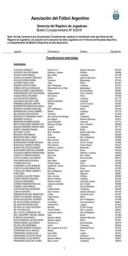 boletin jugadores 8-2016 - Asociación del Fútbol Argentino