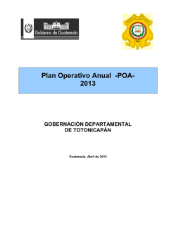 Plan Operativo Anual 2013 - Gobernación De Totonicapan