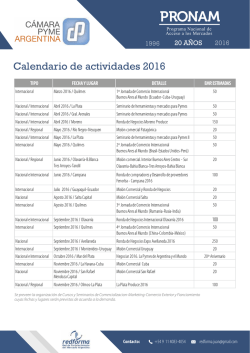 Calendario de actividades 2016