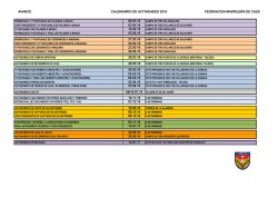 AVANCE CALENDARIO ACTIVIDADES 2016