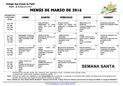 menús de marzo de 2016 - Colegio San Vicente de Paúl