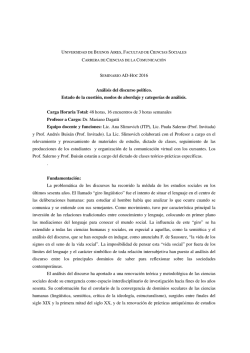 Análisis del discurso político. Estado de la cuestión, modos de