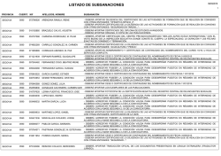 Listado provisional subsanaciones