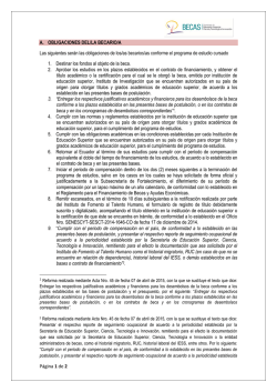 Página 1 de 2 A. OBLIGACIONES DEL/LA BECARIO/A Las
