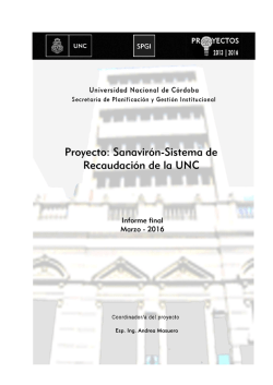 Proyecto: Sanavirón-Sistema de Recaudación de la UNC Sistema