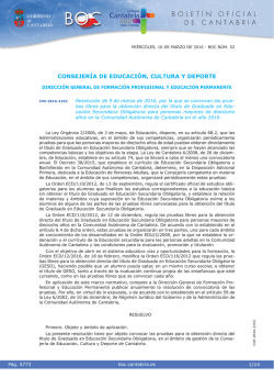 Resolución de 9 de marzo de 2016, por la que se convocan las