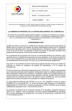LA COMISI&Oacute;N DE PERSONAL DE LA CONTRALORIA GENERAL