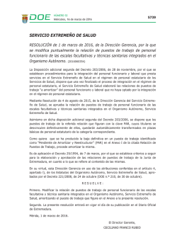 servicio extremeño de salud - Diario Oficial de Extremadura