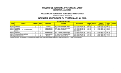 Horarios de clase - Facultad de Agronom&iacute;a y Veterinaria