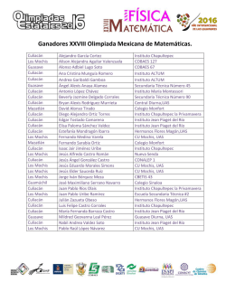 Ganadores XXVIII Olimpiada Mexicana de Matemáticas.