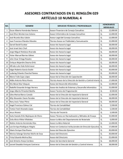 asesores contratados en el renglón 029 artículo 10 numeral 4