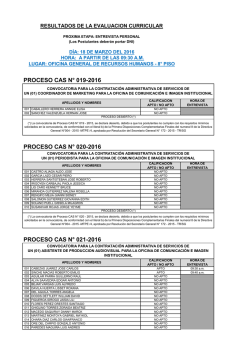 proceso cas n° 019-2016 proceso cas n° 020