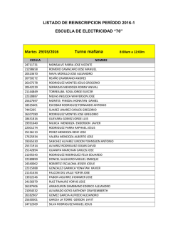 Listado de Reinscripcion de Electricidad. 2016-I