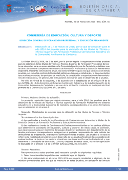 Resolución de 11 de marzo de 2016, por la que se convocan para