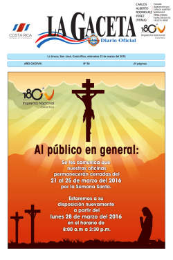LA GACETA N&deg; 58 de la fecha 23 03 2016
