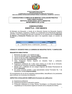 CONVOCATORIA DGESTTLA – CDO 060/2016