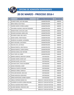 20 DE MARZO - PROCESO 2016-I