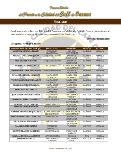 Finalistas - Premio a la Calidad del Café de Oaxaca