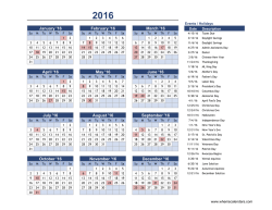 Yearly Event Calendar - Holidays & Events Calendar