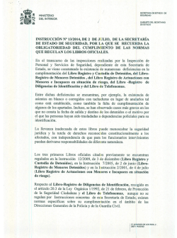 Instrucción 13/2014 de la Secretaría de Estado de Seguridad del