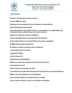 Noticias del 31 de marzo de 2016 - Fundación Mexicana para la