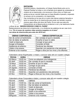 Calendario Obras Espirituales y Obras Corporales