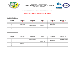 horario de evaluaciones primer periodo 2016 jueves 31 de marzo a