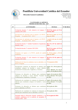 Calendario académico Segundo Semestre 2015
