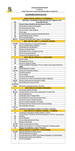 calendario escolar 2016. - Colegio Cristiano Belén