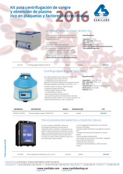 Kit para centrifugación de sangre y obtención de plasma rico en