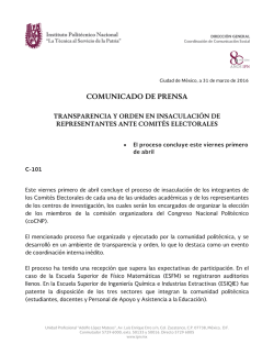 comunicado de prensa - Comunicación Social del IPN