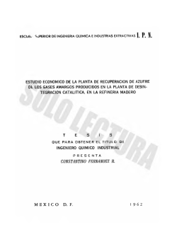 estudio economico de la planta de recuperacion de azufre dl los