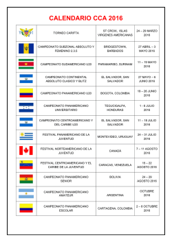 CALENDARIO CCA 2016