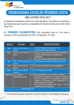 cronograma escolar régimen costa