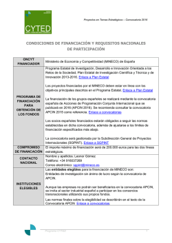 Anexo Nacional MINECO CYTED 2016