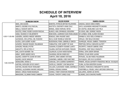 SCHEDULE OF INTERVIEW April 18, 2016