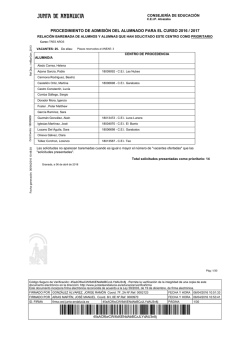 procedimiento de admisión del alumnado para el curso 2016 / 2017