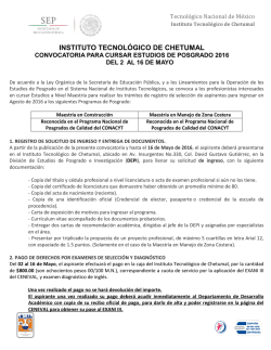 Descargar Convocatoria - Instituto Tecnológico de Chetumal