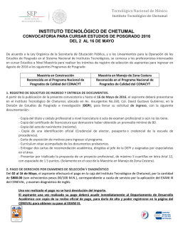 Descargar Convocatoria - Instituto Tecnol&oacute;gico de Chetumal