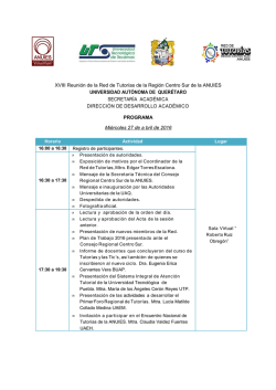 Programa de actividades sesión XVIII - Región Centro