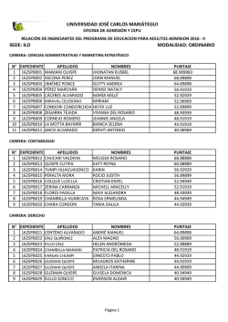 sede: ilo modalidad: ordinario universidad josé carlos mariátegui