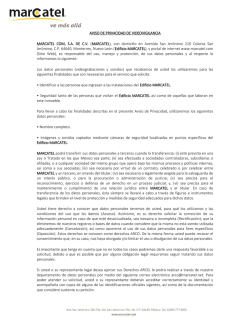 AVISO DE PRIVACIDAD DE VIDEOVIGILANCIA MARCATEL COM