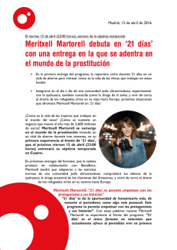 Meritxell Martorell debuta en `21 días` con una entrega en