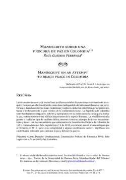 Manuscrito sobre una procura de paz en Colombia1