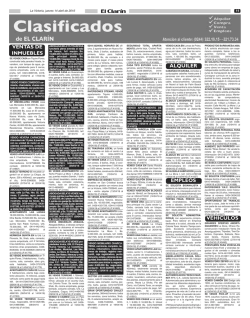 Clasificados Diario El Clarín de La Victoria Jueves 14 de Abril de 2016